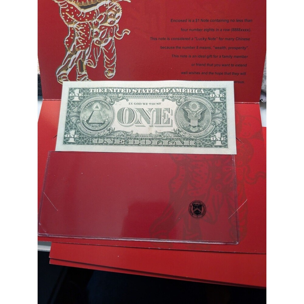 Lucky Money $1 • 8888 Serial • Red Envelope • Lunar New Year Prosperity • UMM Fi - Picture 5 of 5